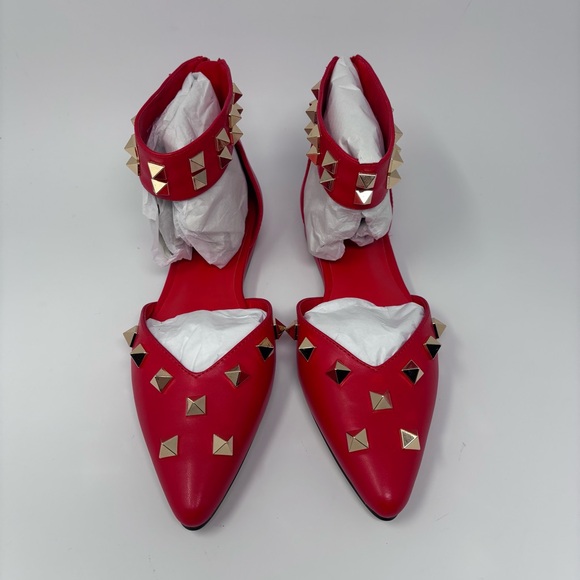 AAJ Lenox Red Flats with Gold Studs 5 - Picture 3 of 7
